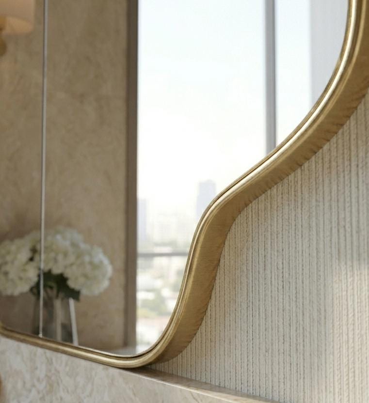 Organic Shaped Brass Mirror, Handmade Wall Mirror - Italian Style — view 3