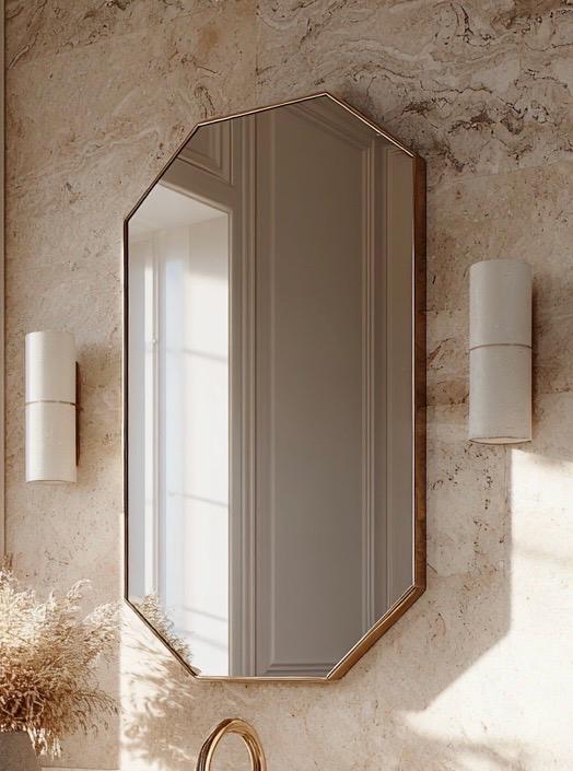 Handmade Brass Vanity Mirror, Italian Inspired Wall Decor, Moroccan Artisan Craftsmanship — view 7