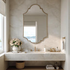 Handmade Moroccan Brass Vanity Mirror, Modern Gold Wall Decor