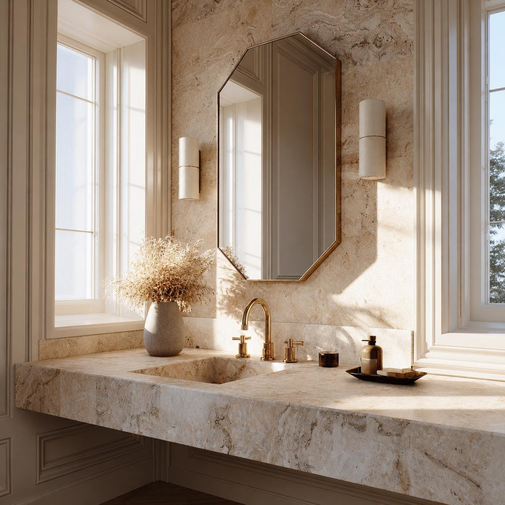 Handmade Brass Vanity Mirror, Italian Inspired Wall Decor, Moroccan Artisan Craftsmanship — view 8