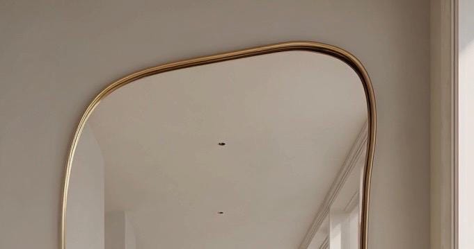 Unlacquered Brass Mirror, Luxury Handmade Bathroom Vanity Mirror, Minimalist Decor — view 5