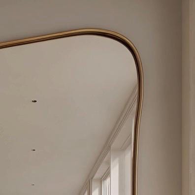 Unlacquered Brass Mirror, Luxury Handmade Bathroom Vanity Mirror, Minimalist Decor — view 2