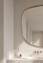 Unlacquered Brass Mirror, Luxury Handmade Bathroom Vanity Mirror, Minimalist Decor — view 3