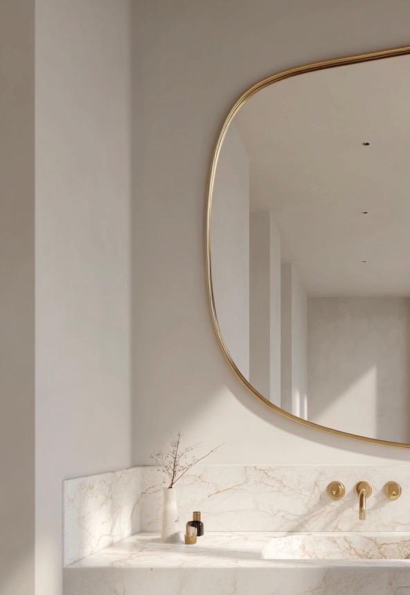 Unlacquered Brass Mirror, Luxury Handmade Bathroom Vanity Mirror, Minimalist Decor — view 3