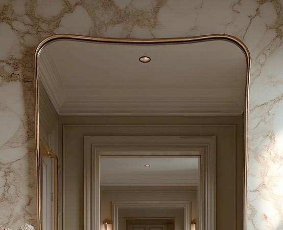 Brass Mirror, Luxury Wall Art Mirror, Handmade Modern Home Decor — view 2
