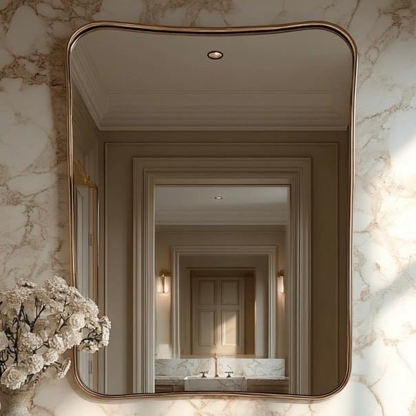 Brass Mirror, Luxury Wall Art Mirror, Handmade Modern Home Decor — view 6