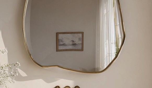 Brass Mirror, Luxury Wall Art Mirror, Handmade Modern Home Decor — view 2