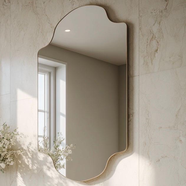 Luxury Entryway Mirror, Handmade Brass Wall Decor, Modern Statement Mirror — view 2