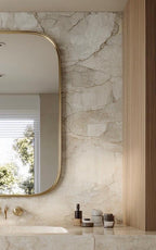 Unlacquered Brass Mirror, Luxury Handmade Bathroom Vanity Mirror, Minimalist Decor — view 4
