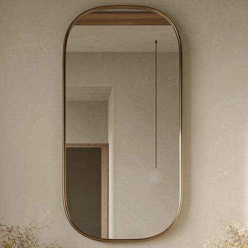 Minimalist Brass Wall Mirror, Luxury Handmade Designer Mirror for Living Room — view 2