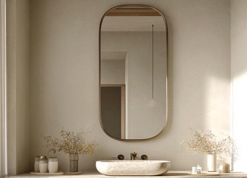 Minimalist Brass Wall Mirror, Luxury Handmade Designer Mirror for Living Room — view 6