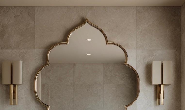 Moroccan Luxury Entryway Mirror, Handmade Brass Wall Decor, Modern Statement Mirror — view 4