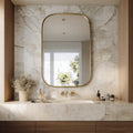 Unlacquered Brass Mirror, Luxury Handmade Bathroom Vanity Mirror, Minimalist Decor