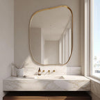 Handmade Brass Statement Mirror, Moroccan Artisan Wall Decor, Gold Finish
