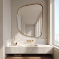 Unlacquered Brass Mirror, Luxury Handmade Bathroom Vanity Mirror, Minimalist Decor