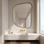 Unlacquered Brass Mirror, Luxury Handmade Bathroom Vanity Mirror, Minimalist Decor