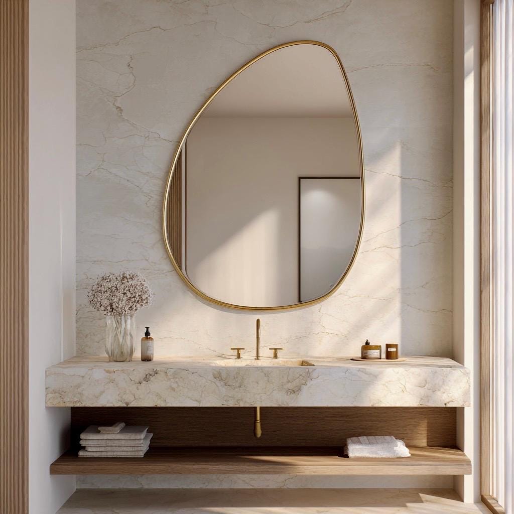 Handmade Brass Statement Mirror, Moroccan Artisan Wall Decor, Luxury Interior Accent — view 2