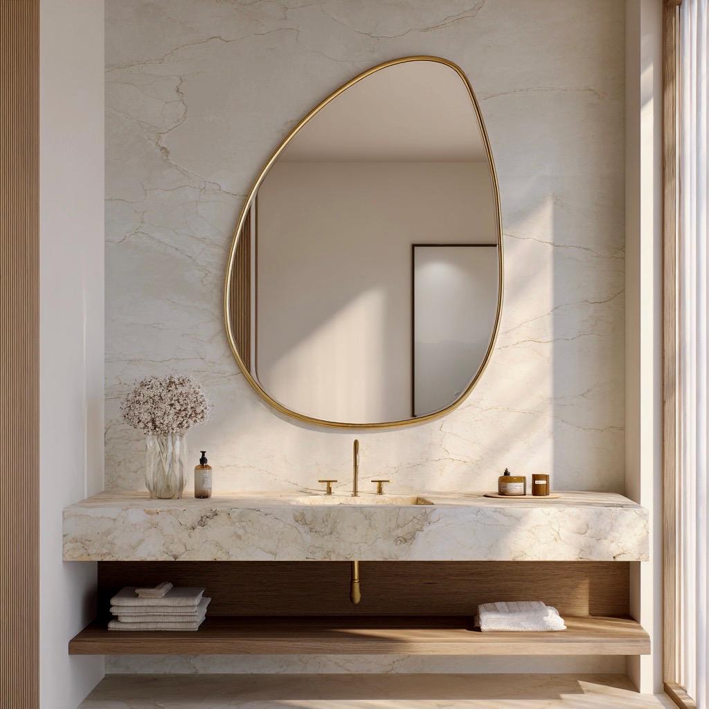 Handmade Brass Statement Mirror, Moroccan Artisan Wall Decor, Luxury Interior Accent