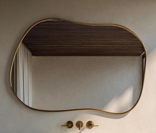 Antique Brass Mirror, Luxury Entryway Wall Mirror, Handmade Vintage Decor — view 2
