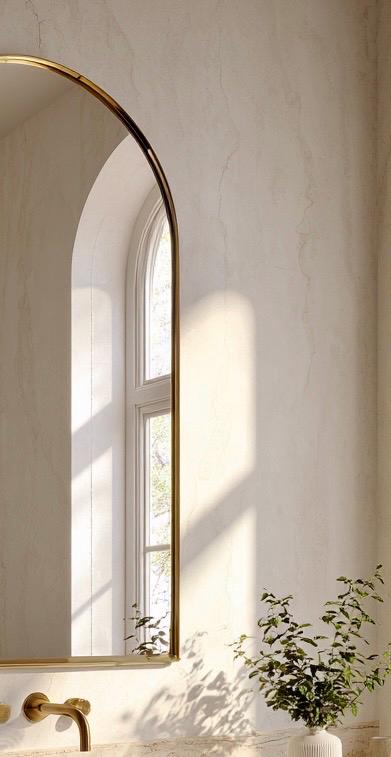 Wavy Brass Mirror, Luxury Wall Art Mirror, Handmade Modern Home Decor — view 2