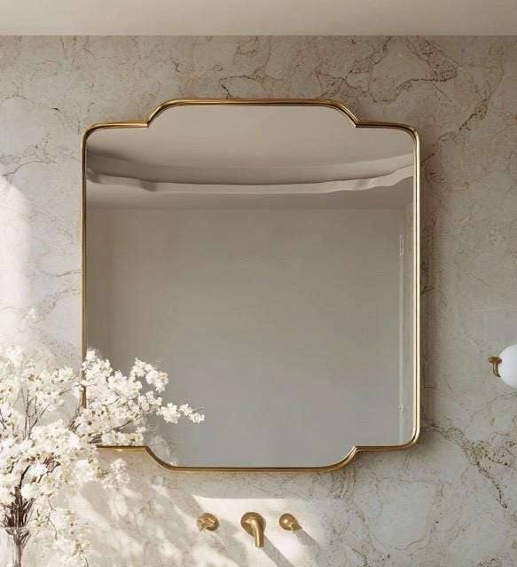 Handmade Moroccan Brass Vanity Mirror, Antique Gold Wall Decor — view 6