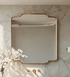 Handmade Moroccan Brass Vanity Mirror, Antique Gold Wall Decor — view 6