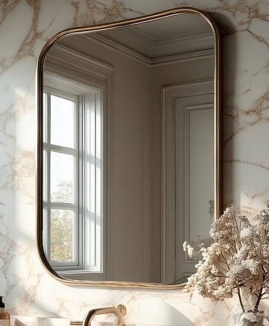 Antique Brass Mirror, Luxury Entryway Wall Mirror, Handmade Vintage Decor — view 5
