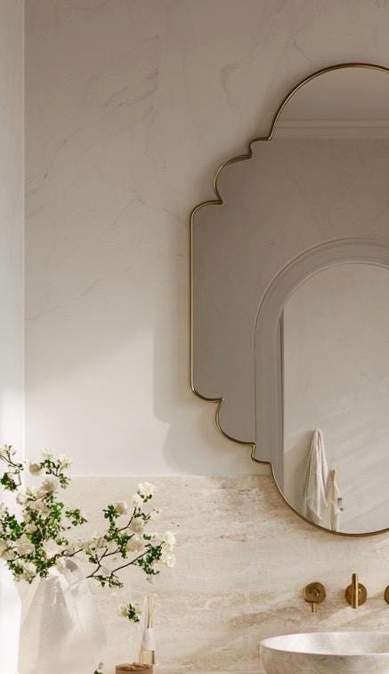 Handmade Moroccan Brass Vanity Mirror, Modern Gold Wall Decor — view 3