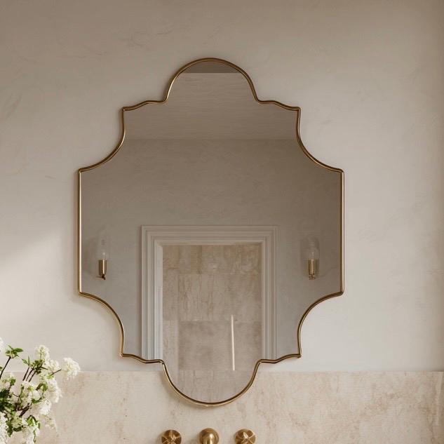 Italian Style Brass Mirror, Luxury Gold Wall Mirror, Designer Home Decor — view 6