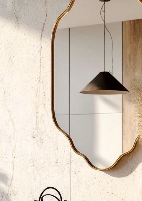 Brass Vanity Mirror, Antique Brass Wall Decor — view 4