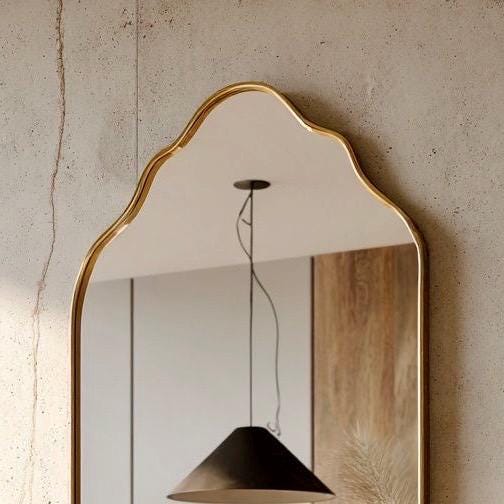 Brass Vanity Mirror, Antique Brass Wall Decor — view 2