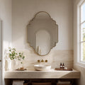 Handmade Moroccan Brass Vanity Mirror, Modern Gold Wall Decor