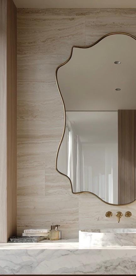 Unlacquered Brass Mirror, Luxury Handmade Bathroom Vanity Mirror, Minimalist Decor — view 2