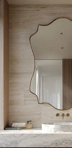 Unlacquered Brass Mirror, Luxury Handmade Bathroom Vanity Mirror, Minimalist Decor — view 2
