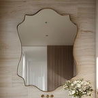 Unlacquered Brass Mirror, Luxury Handmade Bathroom Vanity Mirror, Minimalist Decor — view 3