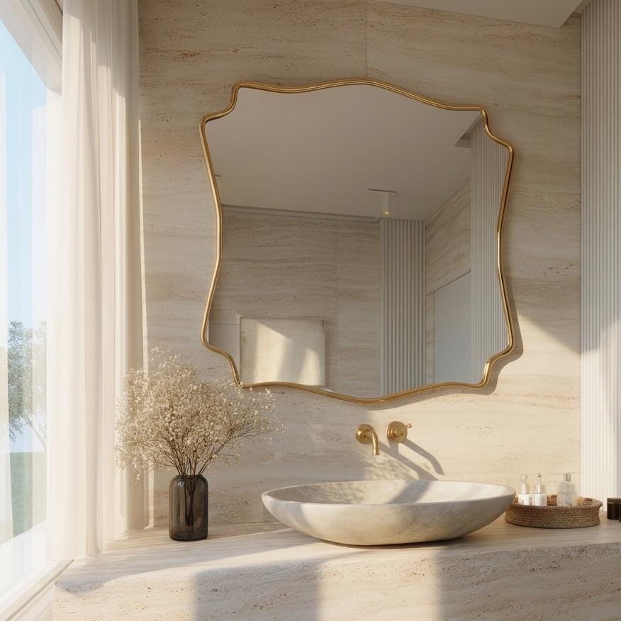Brass Mirror; Handmade Moroccan Luxury Vanity Mirror — view 2