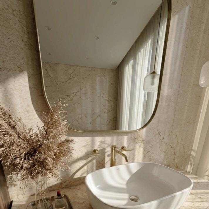 Handmade Solid Brass Bathroom Mirror – Rustic Farmhouse Wall Decor — view 4