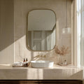 Handmade Solid Brass Bathroom Mirror – Rustic Farmhouse Wall Decor