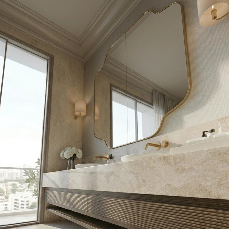 Organic Shaped Brass Mirror, Handmade Wall Mirror - Italian Style — view 4