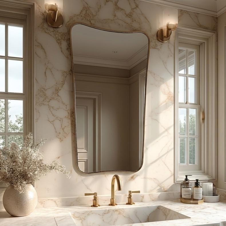 Shield Brass Mirror, Italien Style Wall Decor, Handmade Vanity Mirrors — view 4