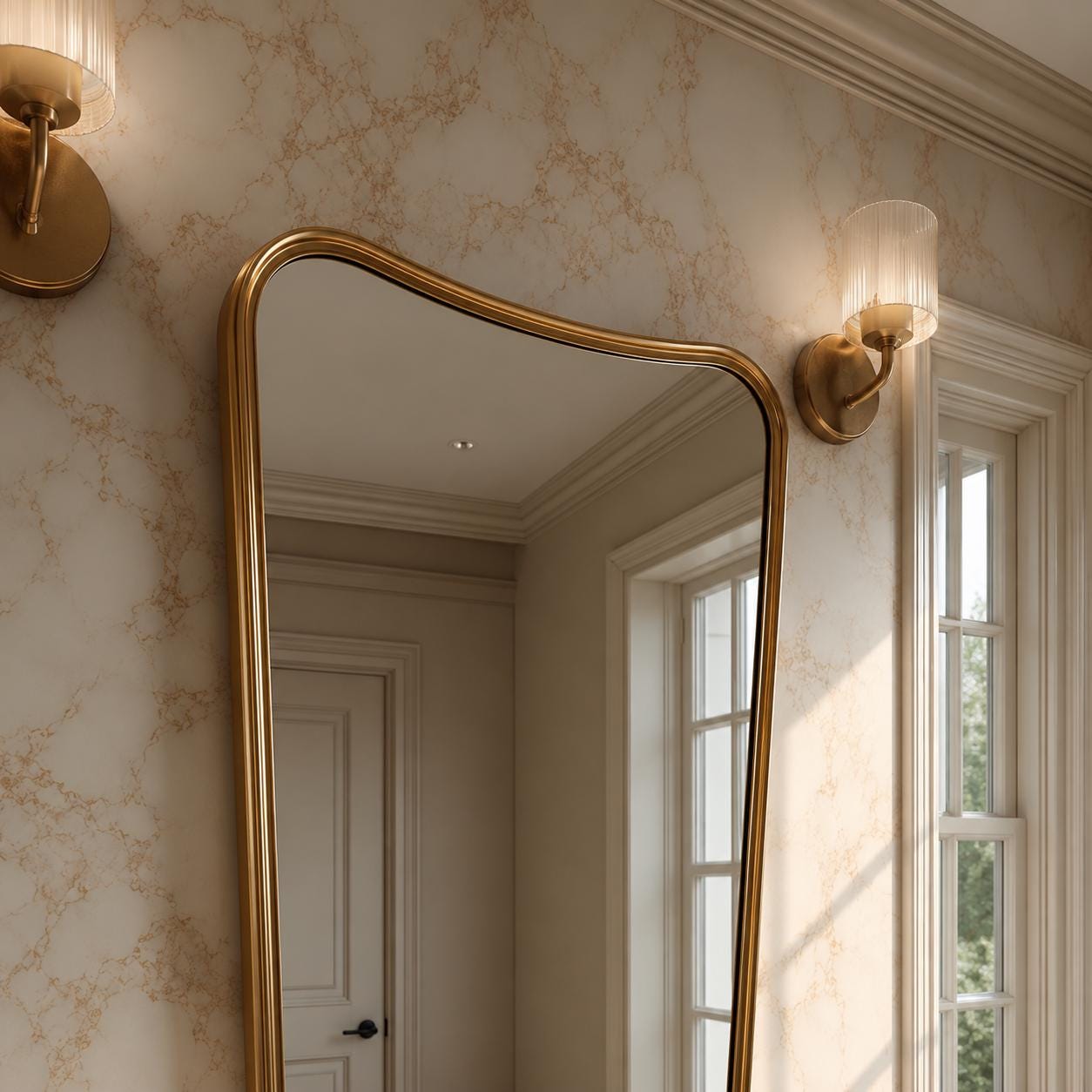 Shield Brass Mirror, Italien Style Wall Decor, Handmade Vanity Mirrors — view 7