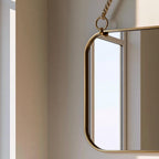 Modern Brass Hanging Mirror, Minimalist Vanity Mirror, Luxury Home Decor — view 4