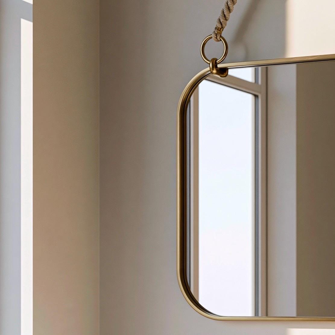 Modern Brass Hanging Mirror, Minimalist Vanity Mirror, Luxury Home Decor — view 4