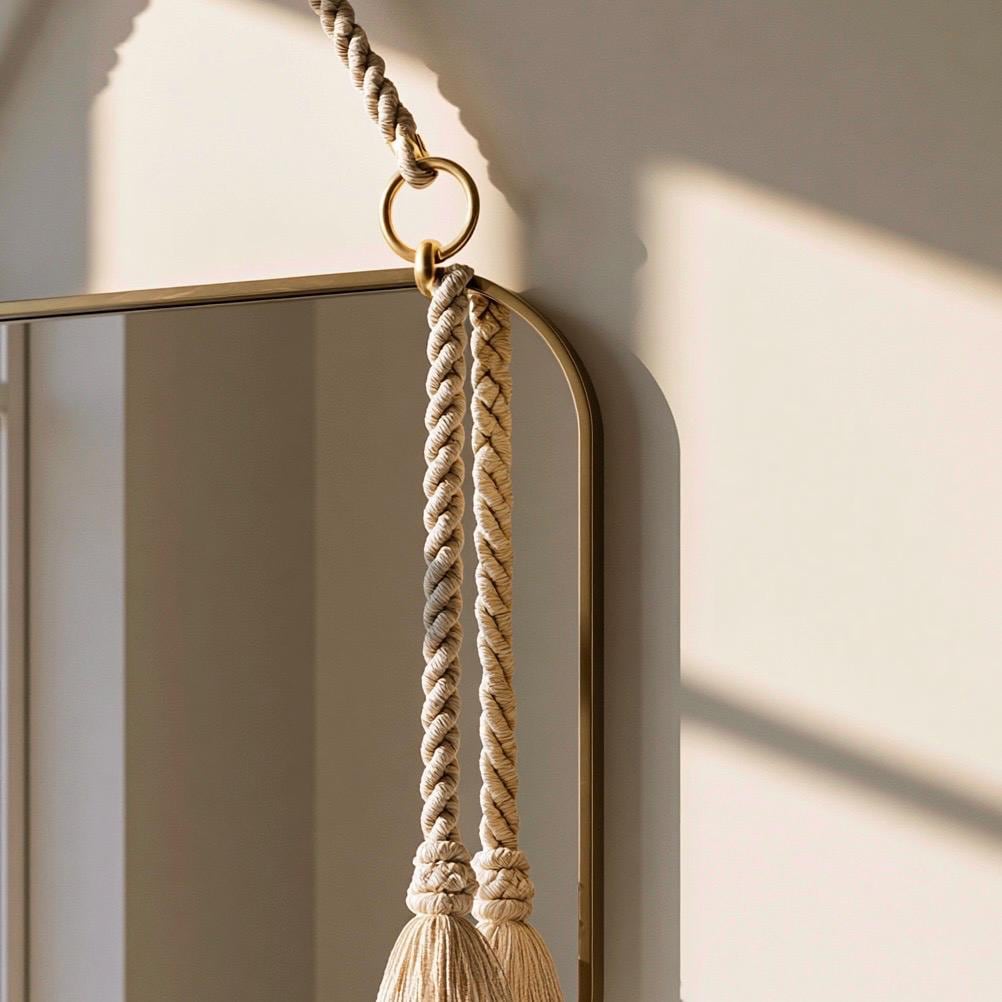 Modern Brass Hanging Mirror, Minimalist Vanity Mirror, Luxury Home Decor — view 5