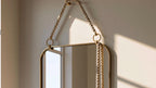 Modern Brass Hanging Mirror, Minimalist Vanity Mirror, Luxury Home Decor — view 6