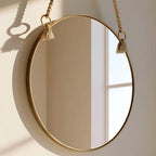 Luxury Brass Mirror for Bathroom, Round Hanging Mirror, Minimalist Wall Decor — view 3