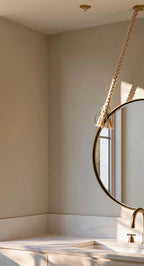 Brass Wall Mirror Round, Handmade Hanging Mirror, Luxury Bathroom Deco — view 6