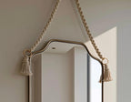 Handmade Moroccan Rope Hanging Mirror, Italian Brass Frame, Elegant Wall Decor — view 6
