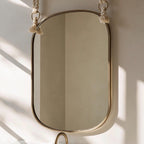 Custom Oval Brass Mirror, Hanging Rope Mirror, Moroccan Artisan Wall Decor — view 3