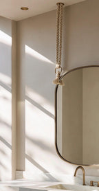 Custom Oval Brass Mirror, Hanging Rope Mirror, Moroccan Artisan Wall Decor — view 6